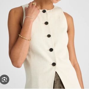 NWT Madewell Crewneck Cutaway Vest in Drapey Twill Size 6